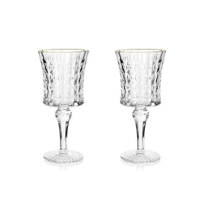 Jogo De Taças Copa E Cia 2 Peças Vitreo Com Filete Dourado 21 X 9 Cm