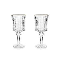 Jogo De Taças Copa E Cia 2 Peças Vitreo Com Filete Dourado 21 X 9 Cm - 1