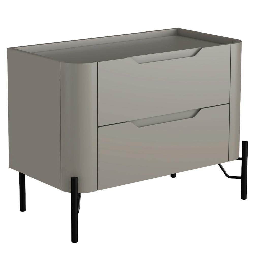 Mesa De Cabeceira Orgânica 2 Gavetas Pés Industrial Preto Bliss I03 Grigio - Lyam Decor - 1