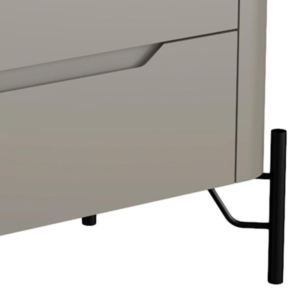 Mesa De Cabeceira Orgânica 2 Gavetas Pés Industrial Preto Bliss I03 Grigio - Lyam Decor - 5