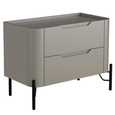 Mesa De Cabeceira Orgânica 2 Gavetas Pés Industrial Preto Bliss I03 Grigio - Lyam Decor