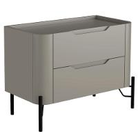 Mesa De Cabeceira Orgânica 2 Gavetas Pés Industrial Preto Bliss I03 Grigio - Lyam Decor - 1