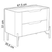 Mesa De Cabeceira Orgânica 2 Gavetas Pés Industrial Preto Bliss I03 Grigio - Lyam Decor - 3