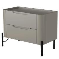 Mesa De Cabeceira Orgânica 2 Gavetas Pés Industrial Preto Bliss I03 Grigio - Lyam Decor