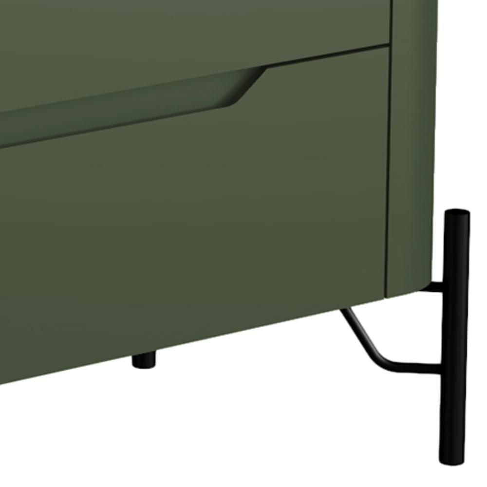 Mesa De Cabeceira Orgânica 2 Gavetas Pés Industrial Preto Bliss I03 Musgo - Lyam Decor - 5