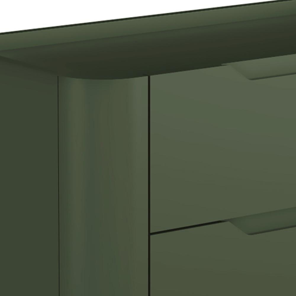 Mesa De Cabeceira Orgânica 2 Gavetas Pés Industrial Preto Bliss I03 Musgo - Lyam Decor - 6
