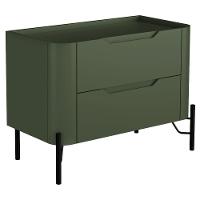 Mesa De Cabeceira Orgânica 2 Gavetas Pés Industrial Preto Bliss I03 Musgo - Lyam Decor - 1