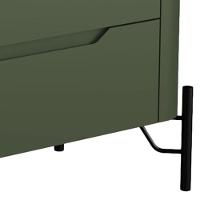 Mesa De Cabeceira Orgânica 2 Gavetas Pés Industrial Preto Bliss I03 Musgo - Lyam Decor - 5