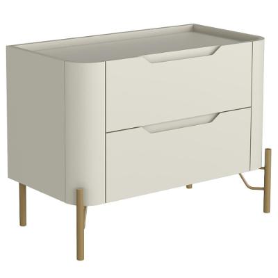 Mesa De Cabeceira Orgânica 2 Gavetas Pés Industrial Dourado Bliss I03 Luna - Lyam Decor