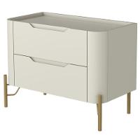 Mesa De Cabeceira Orgânica 2 Gavetas Pés Industrial Dourado Bliss I03 Luna - Lyam Decor