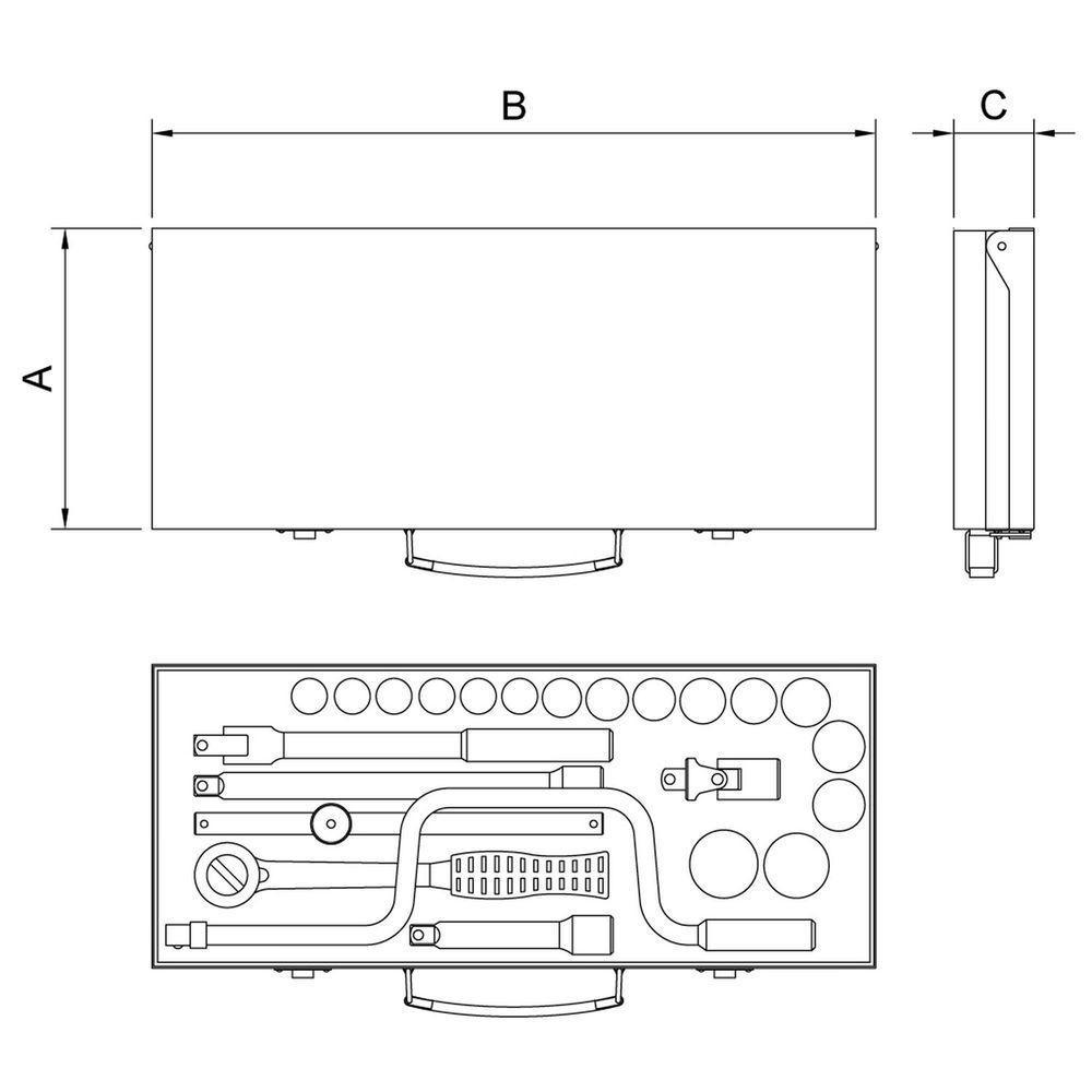 Maleta Com Soquetes Estriados E Acessórios 1-2 Polegadas - 22 Peças Tramontina Pro Tramontina - 2