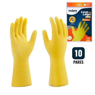 Luvas De Látex Amarelo Resistente A Agentes Químicos - Kit Com 10 Pares Tamanho G