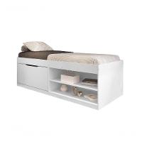 Cama Box Sapateira Solteiro Vanessa 0,88 Branco Com Colchão - Framar Móveis - 2