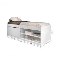 Cama Box Sapateira Solteiro Vanessa 0,88 Branco Com Colchão - Framar Móveis - 3