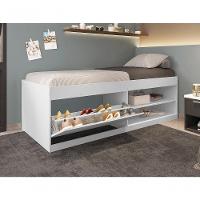 Cama Box Sapateira Solteiro Vanessa 0,88 Branco Com Colchão - Framar Móveis - 4