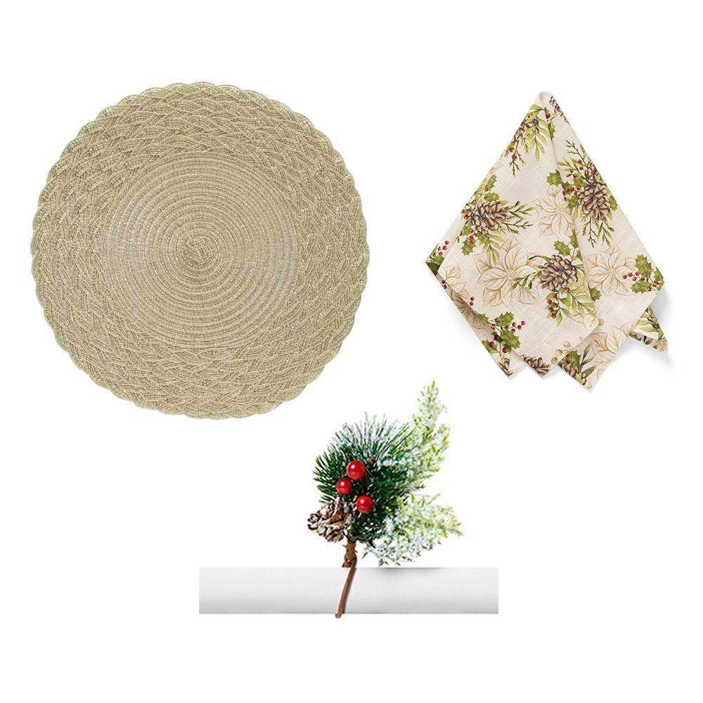 Kit Mesa Posta Copa E Cia 2 Lugares Starry Gold Pinhas - 1