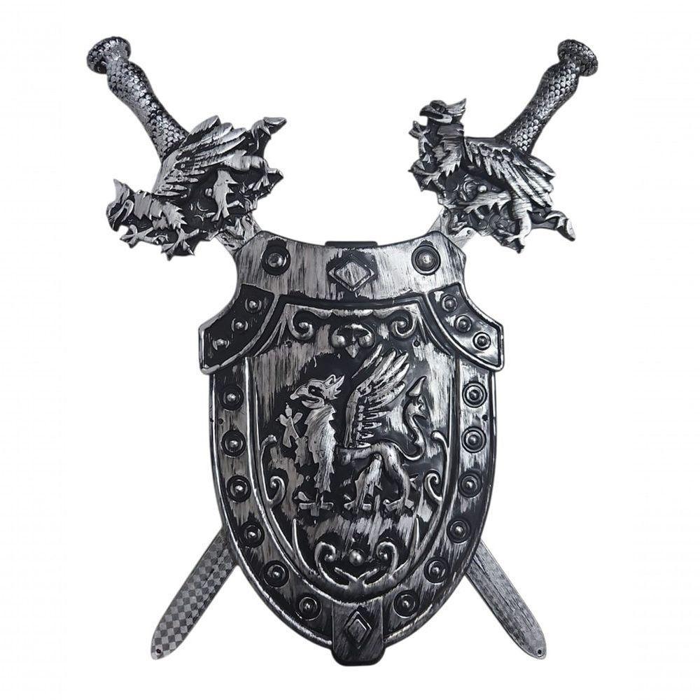 Kit Medieval 2 Espadas Escudo Grifo Combate Infantil Jr0951 - 3