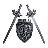 Kit Medieval 2 Espadas Escudo Grifo Combate Infantil Jr0951