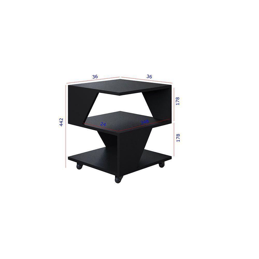 Kit Com 2 Mesa De Cabeceira Spin Para Quarto Casal Poquema Preto - 3