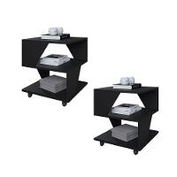 Kit Com 2 Mesa De Cabeceira Spin Para Quarto Casal Poquema Preto - 1