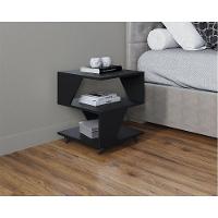 Kit Com 2 Mesa De Cabeceira Spin Para Quarto Casal Poquema Preto - 2