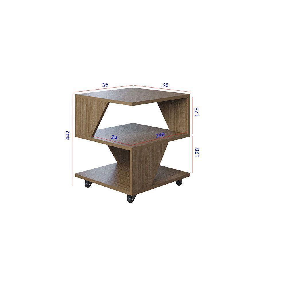 Kit Com 2 Mesa De Cabeceira Spin Para Quarto Casal Poquema Carvalho - 4