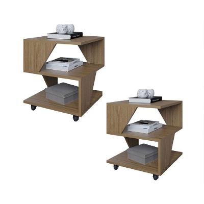 Kit Com 2 Mesa De Cabeceira Spin Para Quarto Casal Poquema Carvalho