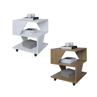 Kit Com 2 Mesa De Cabeceira Spin Para Quarto Casal Poquema Branco/carvalho