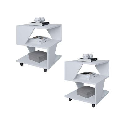Kit Com 2 Mesa De Cabeceira Spin Para Quarto Casal Poquema Branco