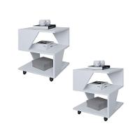 Kit Com 2 Mesa De Cabeceira Spin Para Quarto Casal Poquema Branco - 1