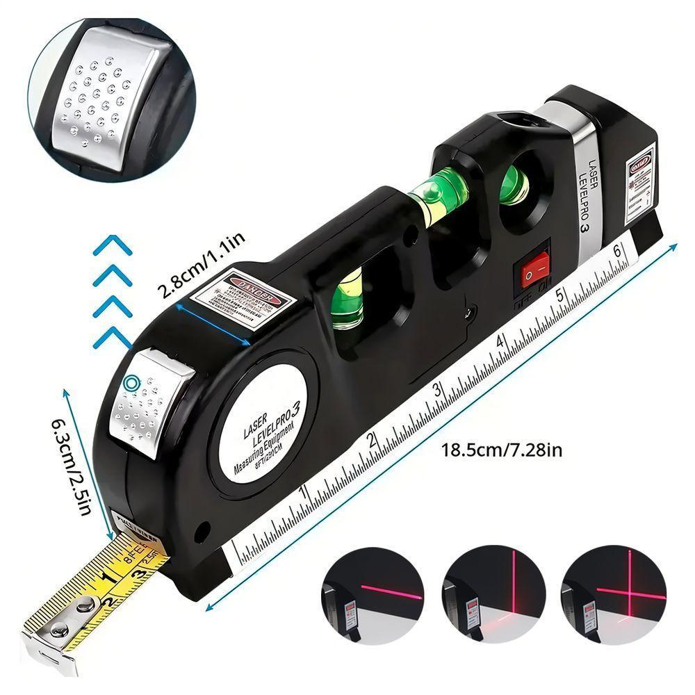 Trena Nivel A Laser Levelpro3 Medidor Profissional 2,5m Com Régua E Bateria Ag3 - 5
