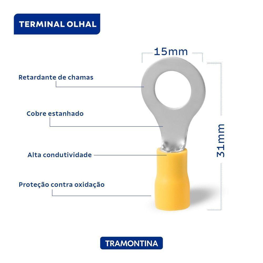 Terminais De Conexão Olhal Tramontina Em Cobre Estanhado E Nylon 6 Mm² X 15 Mm X M8 Amarelo 25 Peças Tramontina - 2