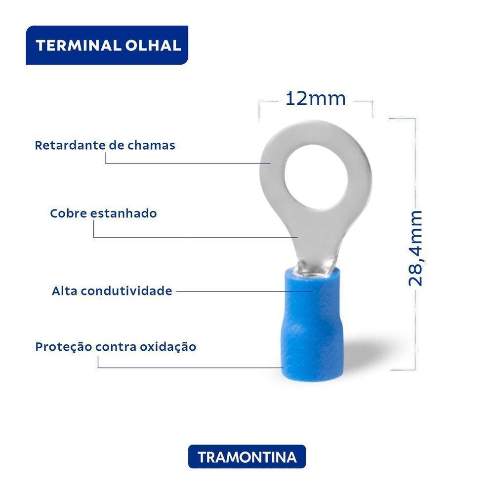 Terminais De Conexão Olhal Tramontina Em Cobre Estanhado E Nylon 2,5 Mm² X 12 Mm X M6 Azul 50 Peças Tramontina - 2