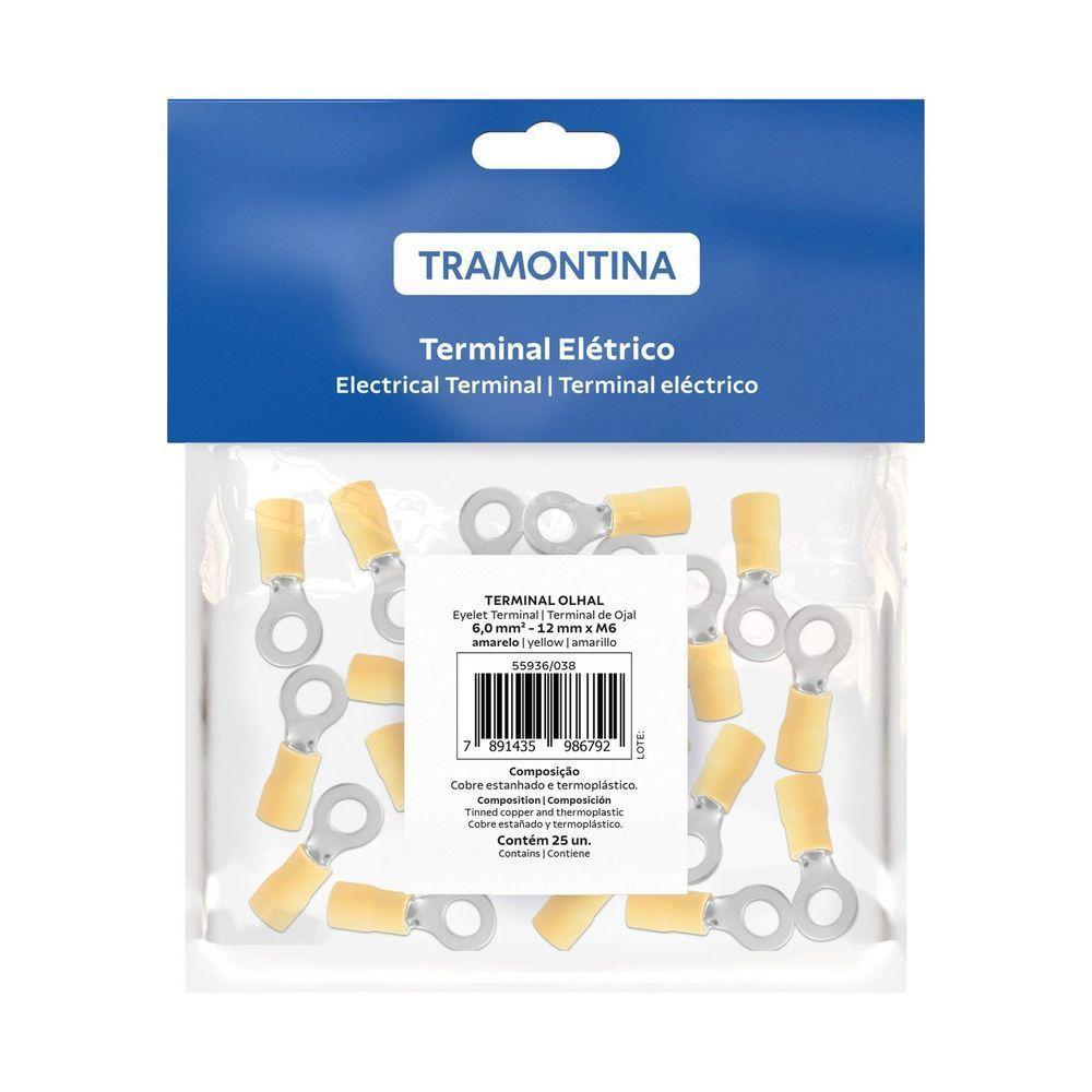 Terminais De Conexão Olhal Tramontina Em Cobre E Nylon 6 Mm² X 12 Mm X M6 Amarelo 25 Peças Tramontina - 2