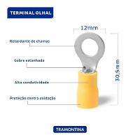 Terminais De Conexão Olhal Tramontina Em Cobre E Nylon 6 Mm² X 12 Mm X M6 Amarelo 25 Peças Tramontina - 3