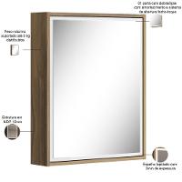 Conjunto Para Banheiro Gabinete Com Pés Cuba E Armário Lionel B06 Branco Nogal - Lyam Decor - 3