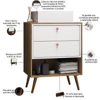 Conjunto Para Banheiro Gabinete Com Pés Cuba E Armário Lionel B06 Branco Nogal - Lyam Decor