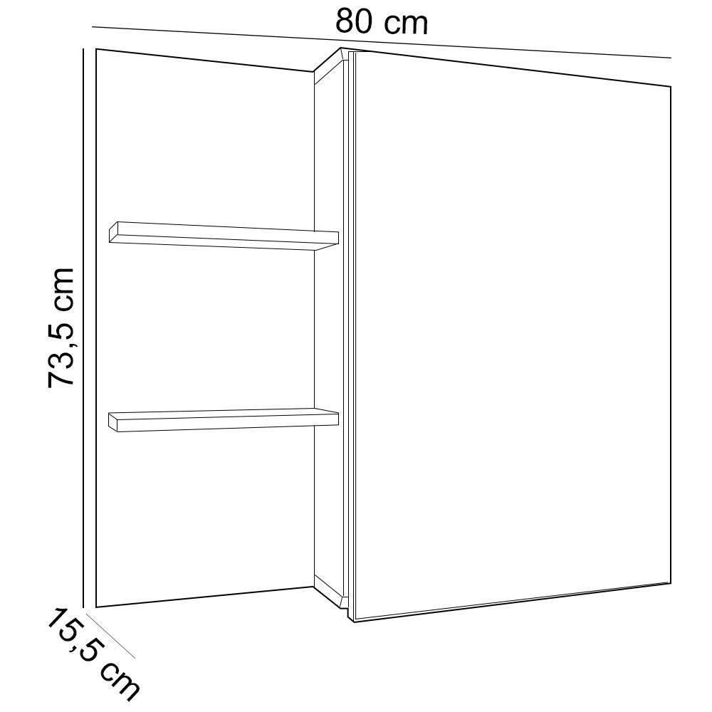 Conjunto Para Banheiro Balcão E Armário Com Pés 80cm West B06 Branco Faia - Lyam Decor - 7