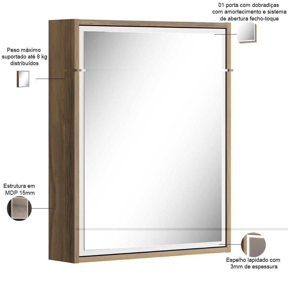 Conjunto Para Banheiro Balcão E Armário Com Pés 60cm Lionel B06 Branco Nogal - Lyam Decor - 3