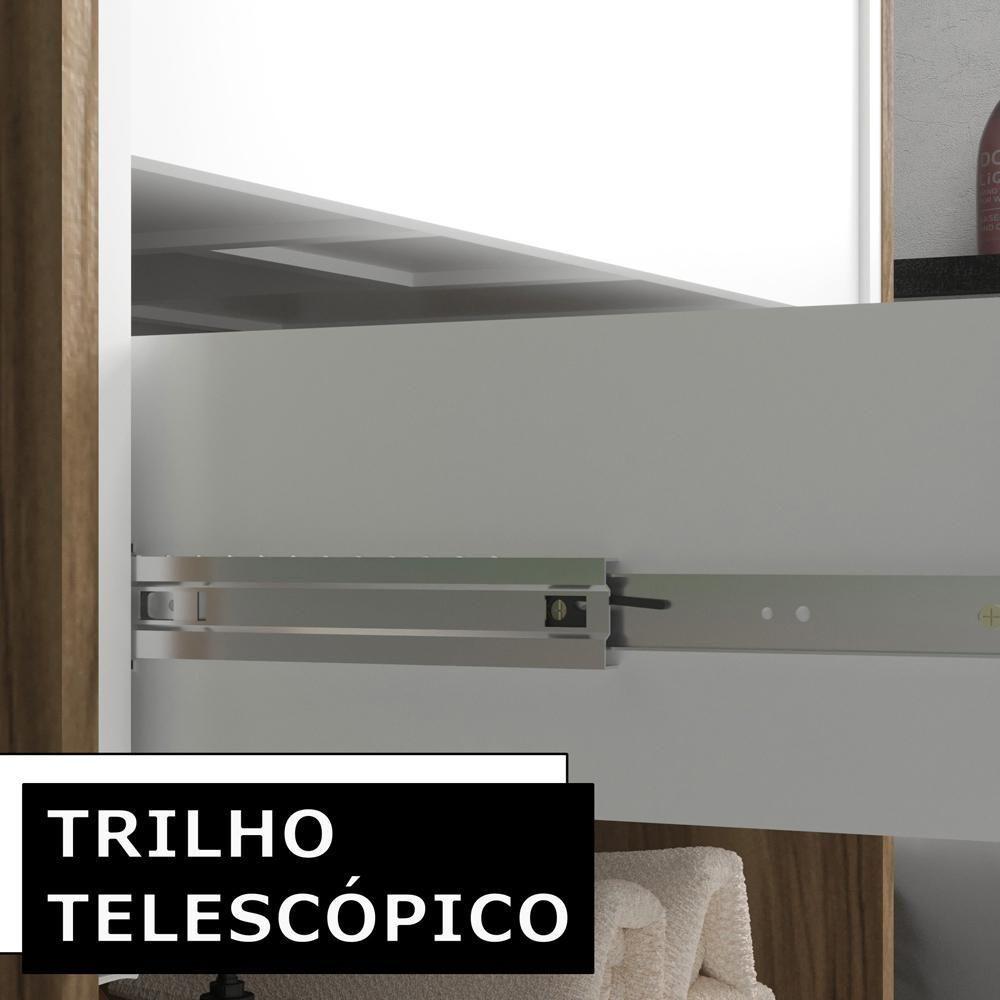 Conjunto Para Banheiro Balcão E Armário Com Pés 60cm Lionel B06 Branco Nogal - Lyam Decor - 8