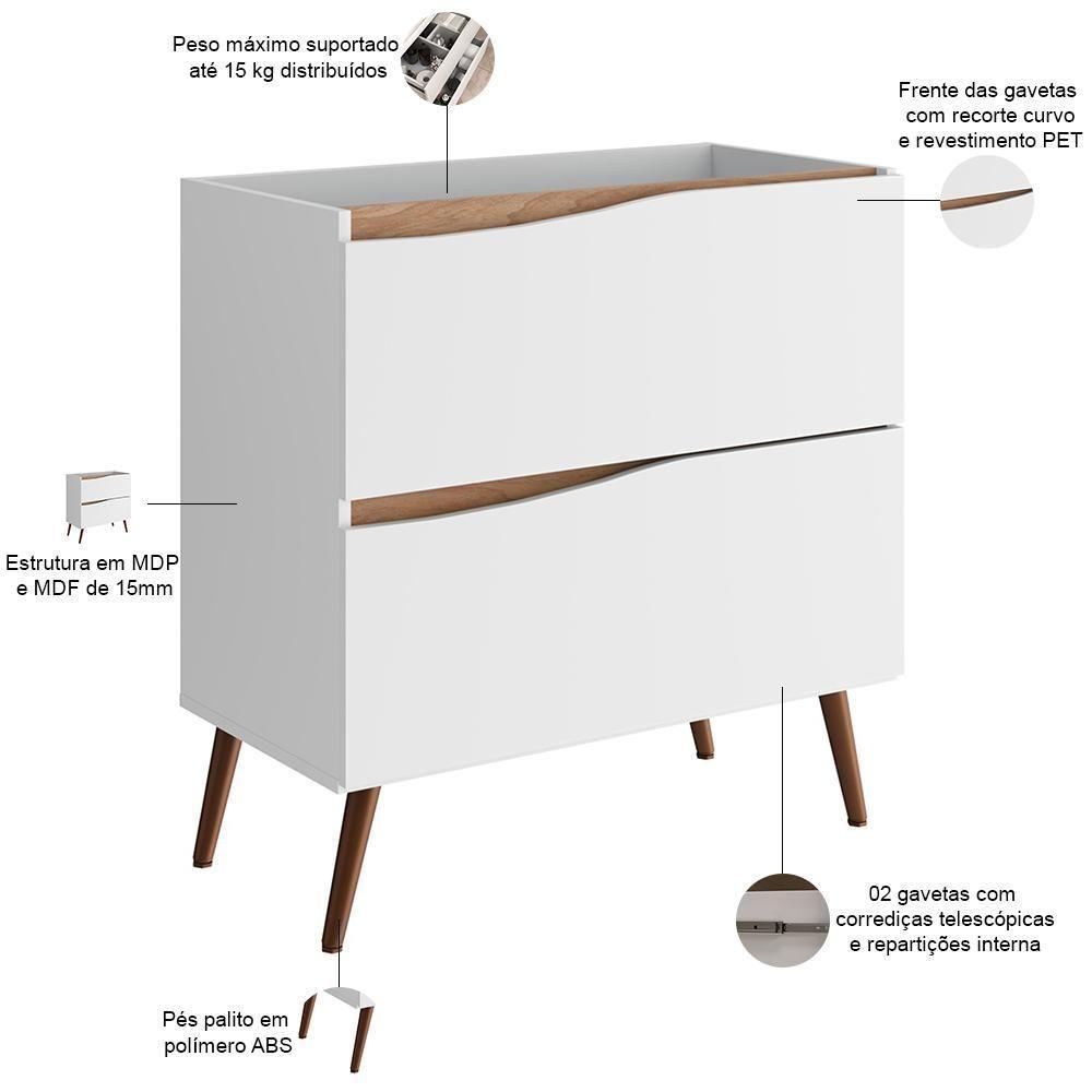 Conjunto Banheiro Gabinete Com Pés E Armário Com Espelho 80cm Evie B06 Branco Tau - Lyam Decor - 4