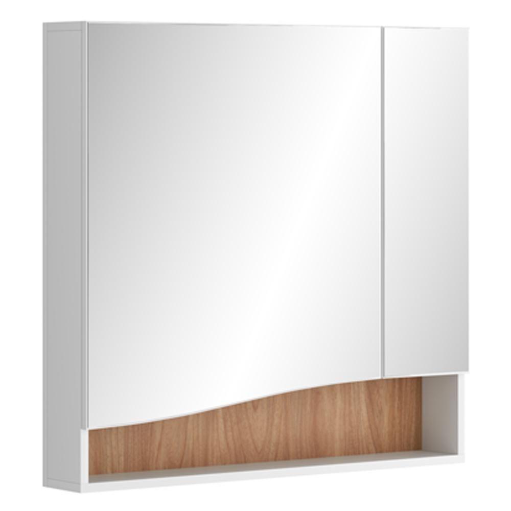 Conjunto Banheiro Gabinete Com Pés E Armário Com Espelho 80cm Evie B06 Branco Tau - Lyam Decor - 7