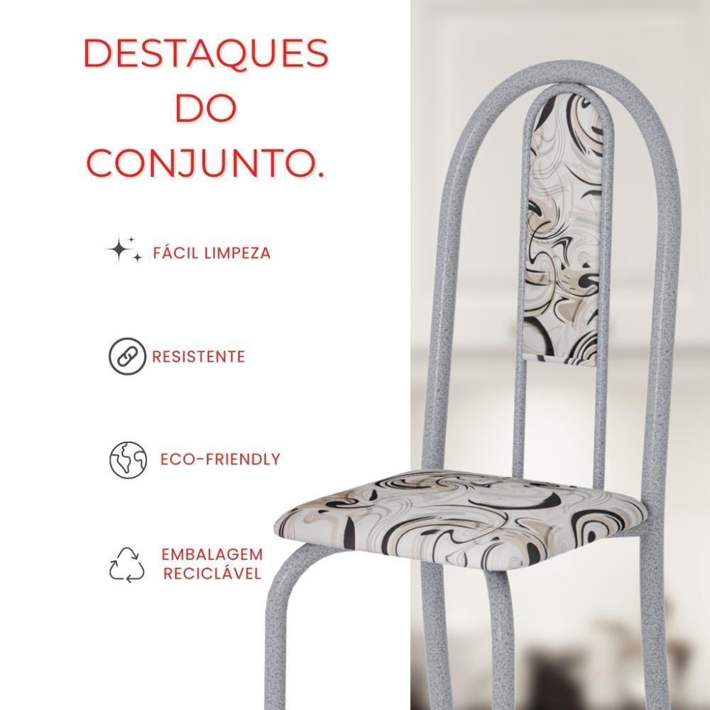 Conjunto De Mesa Tubular 4 Cadeiras 70x70cm Mart Perola Com Tampo Em Granito Topázio Isabel 030 - Tudo De Móveis Botanic Bege - 6