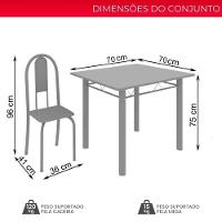 Conjunto De Mesa Tubular 4 Cadeiras 70x70cm Mart Perola Com Tampo Em Granito Topázio Isabel 030 - Tudo De Móveis Botanic Bege - 3