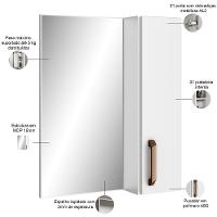 Conjunto Banheiro Gabinete Com Pés 50cm Lavatório E Armário Allegra B06 Branco - Lyam Decor - 5