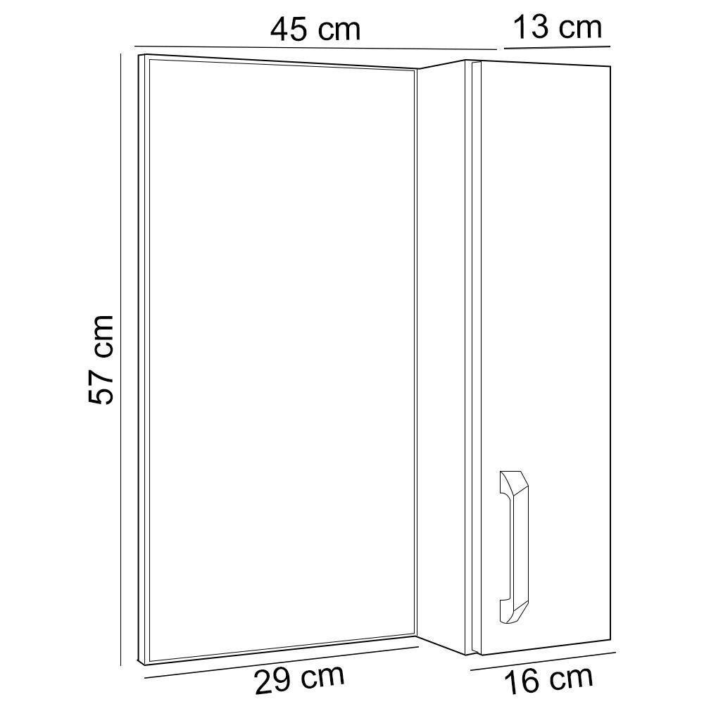 Conjunto Banheiro Gabinete Com Pés 50cm Lavatório E Armário Allegra B06 Branco Carvalho - Lyam Decor - 4