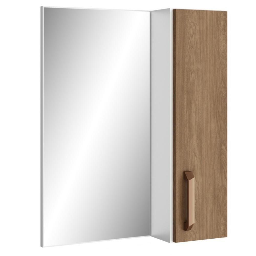 Conjunto Banheiro Gabinete Com Pés 50cm Lavatório E Armário Allegra B06 Branco Carvalho - Lyam Decor - 6