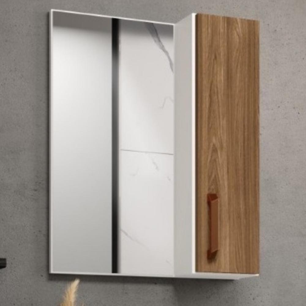 Conjunto Banheiro Gabinete Com Pés 50cm Lavatório E Armário Allegra B06 Branco Carvalho - Lyam Decor - 10