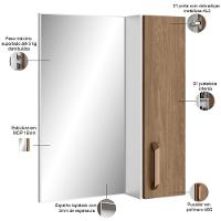 Conjunto Banheiro Gabinete Com Pés 50cm Lavatório E Armário Allegra B06 Branco Carvalho - Lyam Decor - 2