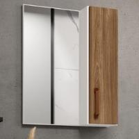 Conjunto Banheiro Gabinete Com Pés 50cm Lavatório E Armário Allegra B06 Branco Carvalho - Lyam Decor - 10